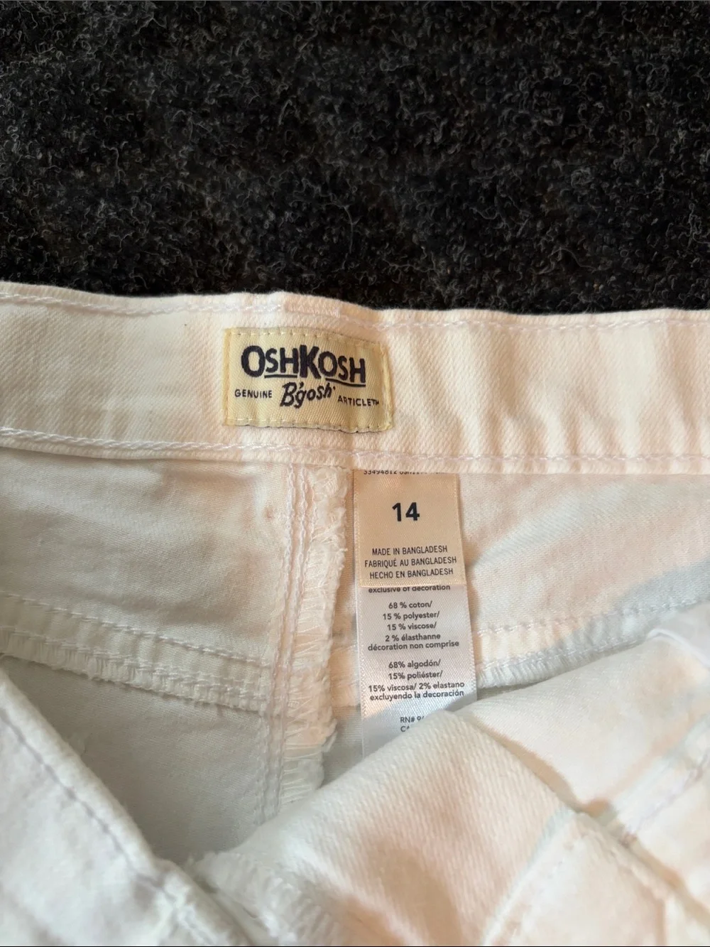 OshKosh B'gosh White Denim Shorts With Eyelet Lace Trim Size 14
